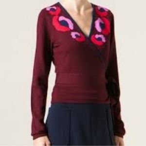DVF Diane Von Furstenberg Floral Wrap Sweater XS
